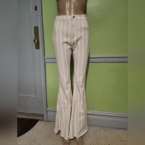 PEACH LOVE CALIFORNIA PINK STRIPE BELL BOTTOM JEANS size Small High Waist NWOT